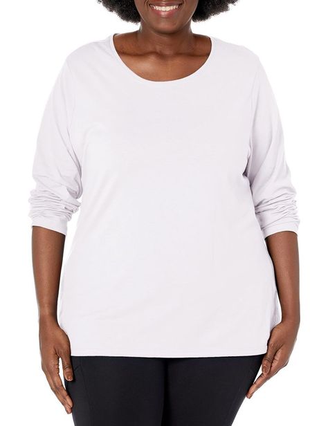 Women's T-Shirt, Plus Size Long Sleeve Cotton Tee, JMS Plus Size Scoop-Neck T-Shirt for Women Just My Size, My Size, T Shirt For Women, Just Me, Sleeve Cotton, Cotton Tee, Neck T Shirt, Winter Outfits, Scoop Neck