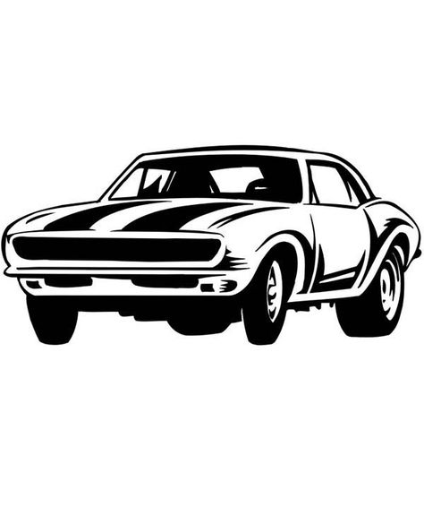 Fast And Furious Camaro Cars Coloring Pages : Best Place to Color Shop Mural, Race Car Coloring Pages, Cars Coloring, Pages To Color, Mouse Tattoos, Camaro Car, Car Silhouette, Car Drawing, School Break