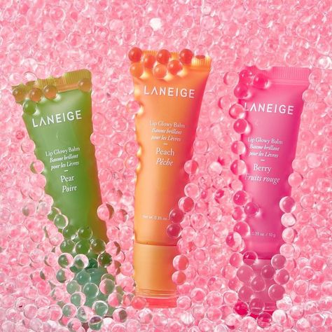 LANEIGE Lip Glowy Balm: A lightweight, moisture-coating lip balm for hydrated, tinted, and kissable lips throughout the day. Lip Glowy Balm, Laneige Lip, Plump Lips, Sephora Skin Care, Lip Gloss Collection, Cosmetics Photography, Kissable Lips, Nude Makeup, Elegant Makeup