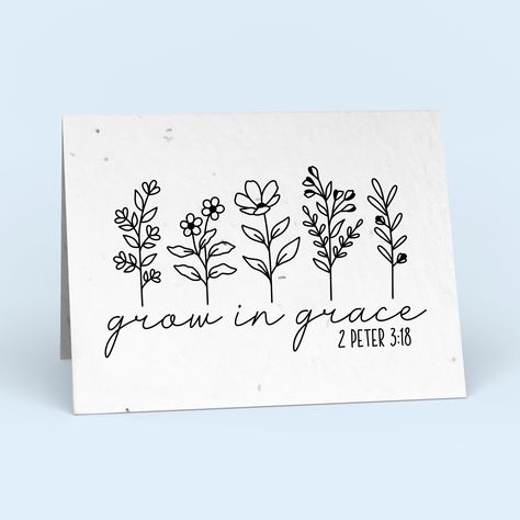 Our Grow In Grace card is great for lifting someone up or "just because" and contains seeds that can be grown into wildflowers! You can personalize it to say whatever you want on the back, we will mail it to any address, and then your recipient can just tear a piece and plant it! In less than month your card could grow into a sprouting garden for your recipient with great care. Grow In Grace Tattoo, Garden Wonderland, Plant Business, Calligraphy Business, Fancy Lettering, Retreat Themes, Sign Inspiration, Meeting Ideas, Random Products