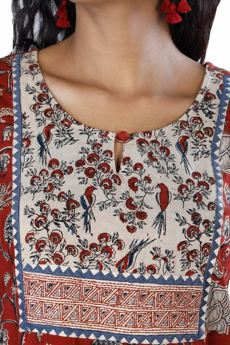 Kalamkari Dresses Kurti Neck Design, Kalamkari Kurta Designs Latest, Kalamkari Suit Designs, Kalamkari Kurti Designs Latest, Designer Kalamkari Print Churidar For Diwali, Kalamkari Dresses Boutiques, Bollywood Style Kurta With Kalamkari Print, Bohemian Kalamkari Print Designer Kurta, Designer Semi-stitched Kalamkari Print Kurta