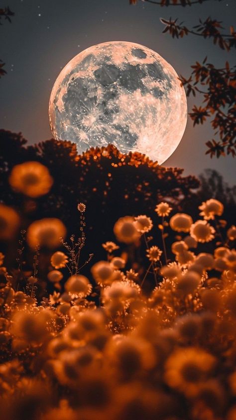 Orange Sky Aesthetic, Fall Aesthetic Halloween, Mystic Wallpaper, Pretty Flowers Photography, Beautiful Moon Pictures, Night Sky Photography, Iphone Wallpaper Sky, Halloween Moon, Sunflower Wallpaper