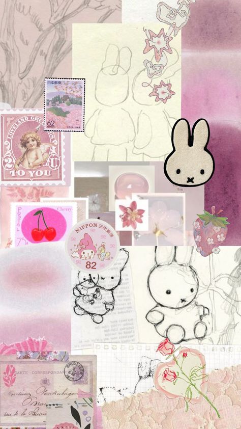 #collage #pink #paper #miffy #girl 🩷💐 Cute Astethic Pictures, Miffy Collage, Pink Miffy Wallpaper, Miffy Homescreen, Slay Poster, Miffy Pink, Miffy Wallpaper, Cute Iphone Wallpaper Tumblr, Desk Corner