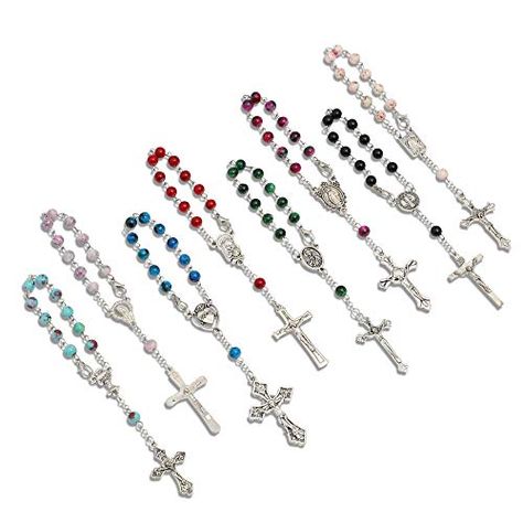 Juvale Mini Catholic Rosary, (24 Pack) Multicolored Glass Beads of Glass Juvale Room Altar, Christening Party Favors, Saying The Rosary, Catholic Rosary Bracelet, Mini Rosaries, Prayer Bead Bracelet, Rosary Beads Catholic, First Communion Favors, Decade Rosary