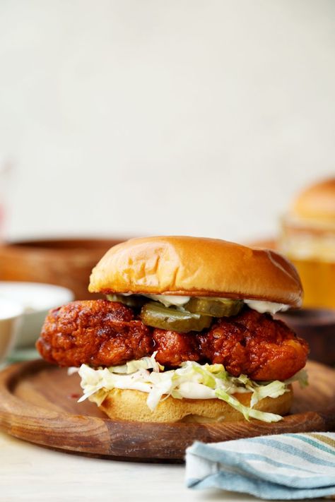 Nashville Hot Chicken Sandwich - The Candid Appetite Bbq Fried Chicken Sandwich, Hot Chicken Sandwiches Recipe, Nashville Spicy Chicken Sandwich, Nashville Fried Chicken Sandwich, Healthy Hot Sandwiches, Roast Chicken Sandwich Recipes, Nashville Chicken Sandwich, Hot Honey Chicken Sandwich, Nashville Fried Chicken