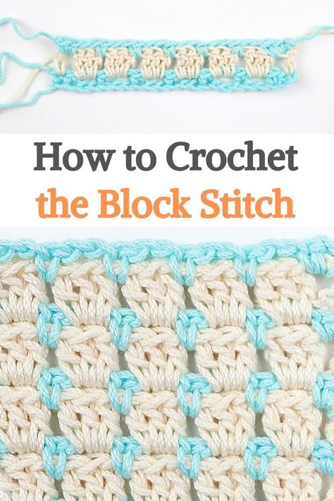 Crochet Block Stitch, Crochet Box Stitch, Stitch Step By Step, Block Stitch, Crochet Box, Crochet Blocks, Crochet Stitches For Beginners, Crochet Patterns Free Blanket, Crochet Tutorials