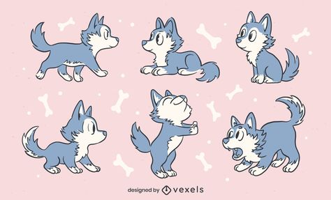 Wolf Cute Drawing, Wolf Cute, Chibi Wolf, Wolf Cartoon Cute, Wolf Cartoon Drawings, Cartoon Wolf Character Design, Wolf Side View, Wolf Illustration Cute, Wolf Character Design