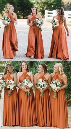 Orange Dress For Wedding, Orange Dress Wedding, Burnt Orange Bridesmaid Dresses, Orange Bridesmaid, Fall Bridesmaids, Burnt Orange Weddings, Orange Bridesmaid Dresses, Fall Bridesmaid Dresses, Dresses For Wedding