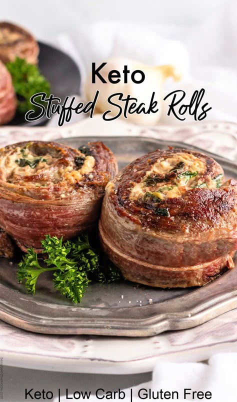 Keto Stuffed Steak Rolls - Beauty and the Foodie Stuffed Steak Rolls, Stuffed Steak, Cream Cheese Spinach, Low Sugar Diet Recipes, Steak Rolls, Low Carb Low Fat Recipes, Boiled Egg Diet Plan, Boiled Egg Diet, Low Carb Low Sugar