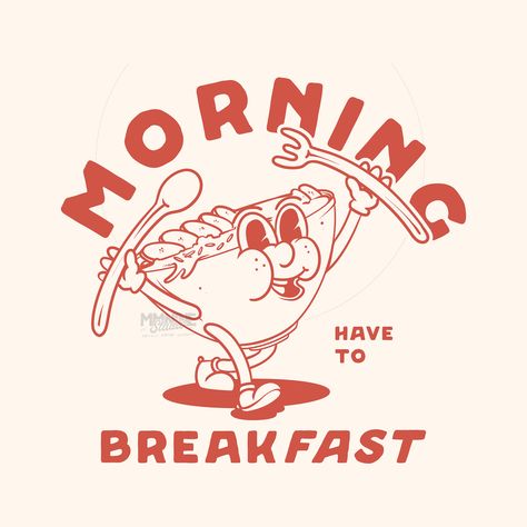 MORNING BREAKFAST on Behance Good Morning Illustration Art, Breakfast Logo Design, Breakfast Graphic Design, Breakfast Branding, Brunch Design Graphic, Breakfast Typography, Brunch Poster Design, Toast Graphic Design, Breakfast Logo