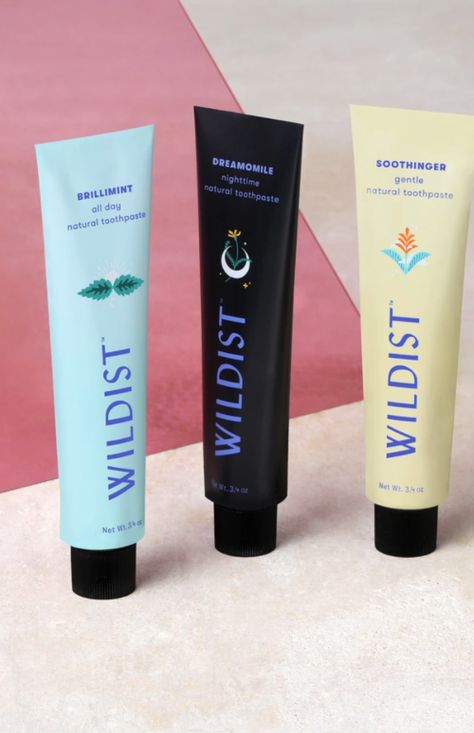 Natural Toothpaste - Wildist // The Good Trade // #naturaltoothpaste #organictoothpaste #fluoridefree #toothpaste #bathroom #sustainableliving Toothpaste Packaging, Organic Toothpaste, Homemade Mouthwash, Toothpaste Brands, Makeup Wishlist, Natural Toothpaste, Teeth Care, Beauty Packaging, Mouthwash