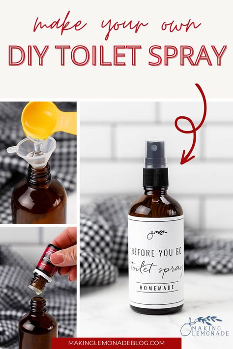 Diy Toilet Spray, Diy Poo Pourri, Odor Eliminator Diy, Toilet Fizzies, Essential Oil Spray Recipes, Toilet Odor, Diy Room Spray, Deodorizing Spray, Bathroom Spray