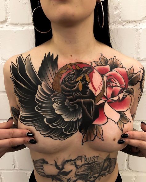 Neo-Traditional Europe on Instagram: “Great work by: @robin.kemper.taetowierungen  Location: @der.eremit.tattoo  #neotradeurobinkempertaetowierungen  For shares tag: #neotradeu…” Neo Traditional Chest Tattoo, Traditional Chest Tattoo, Robin Tattoo, Traditional Chest, Neo Tattoo, Traditional Tattoo Design, New School Tattoo, Tattoo Flash Art, Neo Traditional