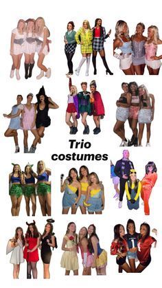 Unique Trio Costumes, Halloween Costume For Trios, Costume For 3 People Group, Trio Halloween Costumes Diy, Trios Halloween Costumes, Hot Trio Halloween Costumes, Costumes For Trios, Trio Costume Ideas, Halloween Costumes Trio