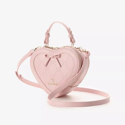 SAMANTHA VEGA Stamping Ribbon Heart Shaped Shoulder Bag Pink Kawaii Japan NEW | eBay Wishlist Items Ideas, Samantha Vega Bag, Cute Purses Aesthetic, Sac Aesthetic, Cute Pink Bag, Micro Pig, Kawaii Purse, Bag Shapes, Heart Purse