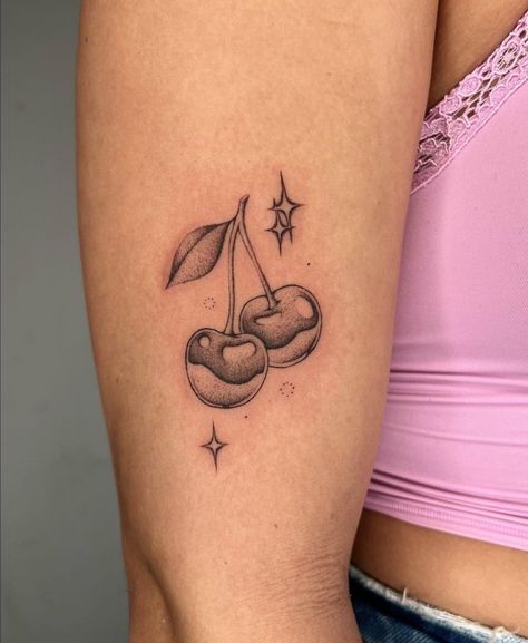 Cherry Tattoos, Hand Poked Tattoo, Stylist Tattoos, Modern Tattoos, Cute Tattoos For Women, Dainty Tattoos, Girly Tattoos, Black Ink Tattoos, Dope Tattoos