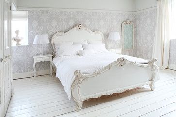 French Beds traditional beds French Shabby Chic Bedroom, White Shabby Chic Bedroom, French Bedroom Design, White French Furniture, Wood And Upholstered Bed, Country Bedroom Furniture, French Furniture Bedroom, Country Bedroom Decor, Shabby Chic Bedroom Furniture