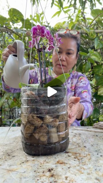 Lan Nguyen on Instagram: "Watch how mom repots a new orchid plant in her DIY planter! 👩🏻‍🌾 would you try this too?" Diy Orchid Planter, Diy Orchid Pot Ideas, Orchid Pots Ideas, Orchid Potting Ideas, How To Revive An Orchid, Diy Orchid Pot, Orchid Planter Ideas Diy, Orchid Planter Ideas, Indoor Planter Ideas