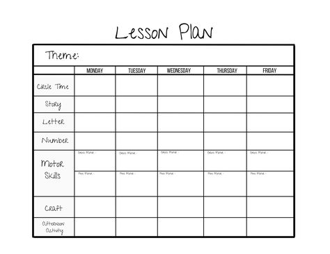 the lesson plan is shown in black and white Free Weekly Planner Templates, Lesson Plan Outline, Weekly Lesson Plan, Preschool Lesson Plan Template, Weekly Lesson Plan Template, Lesson Plan Examples, Lesson Plan Template Free, Lesson Plan Template, Weekly Planner Free