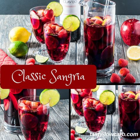 Low Carb Red Sangria Diet Sprite, Spanish Red Wine, Red Sangria Recipes, Keto Cocktails, Lemon-lime Soda, Low Carb Drinks, Low Carb Fruit, Red Sangria, Spanish Wine