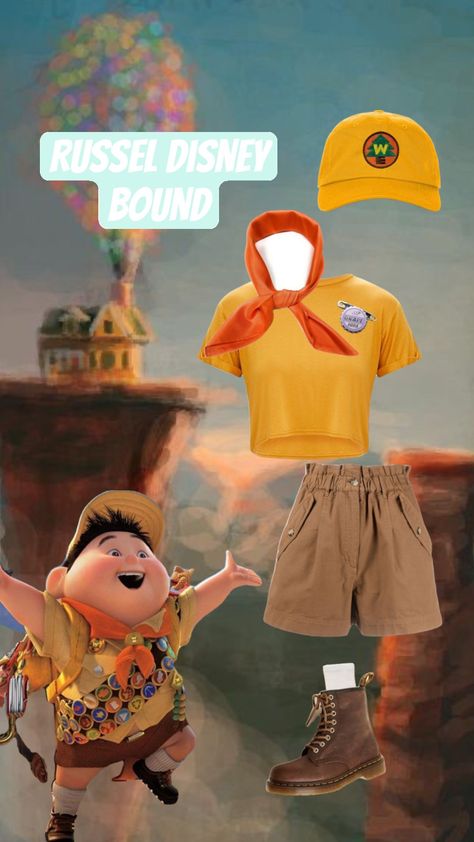 russel from up disney bound! #up #disneybound #disneybounding #disneystyle #disneyoutfit #russel #pixar #pixarup Russell Disneybound, Pixar Inspired Outfits, Pixar Costumes Diy, Animal Kingdom Disneybound, Up Disneybound, Pixar Disneybound, Pixar Outfits, Disfraz Up, Pixar Halloween Costumes