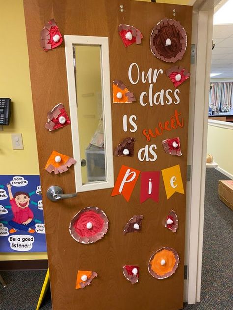 Sweet As Pie Door Decor, Fall Themed Teacher Doors, Our Class Is Sweet As Pie Door, Fall School Doors, Best Bulletin Board Ideas, Thanksgiving Door Decorations Classroom, Thanksgiving Classroom Door, Preschool Door Decorations, Classroom Door Decoration Ideas