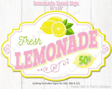 Lemonade Stand Sign.  This listing includes 3 signs (25 cents, 50 cents, & 1 dollar) Lemonade Booth, Lemonade Banner, Kids Lemonade Stands, Lemonade Stand Sign, Diy Carnival Games, Carnival Signs, Kids Lemonade, Carnival Booths, Easy Party Favor