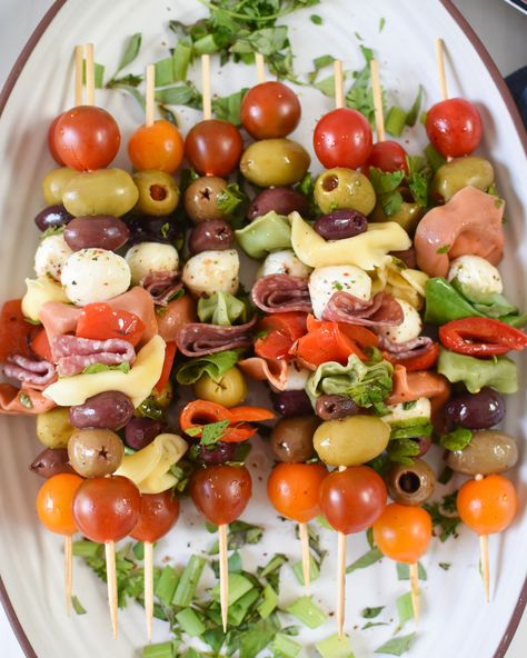 Antipasto Kabobs, Summer Get Together, Balsamic Drizzle, Antipasto Skewers, Skewer Appetizers, Best Macaroni Salad, Honey Balsamic, Party Food Platters, Tailgate Food