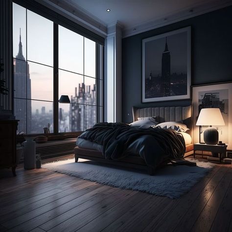 Dark Modern Bedroom, Penthouse Bedroom, Mansion Bedroom, Simple Bed Designs, Dark Modern, Bunk Bed Designs, Bed Design Modern, Black Bedroom, Simple Bed