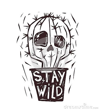 Stay Wild. Hand drawn cactus. Skull. Print Skull Cactus, Western Skull, Cactus Tattoo, Cactus Drawing, Monochrome Illustration, Adventure Time Wallpaper, Stay Wild, Skull Print, Sugar Skull