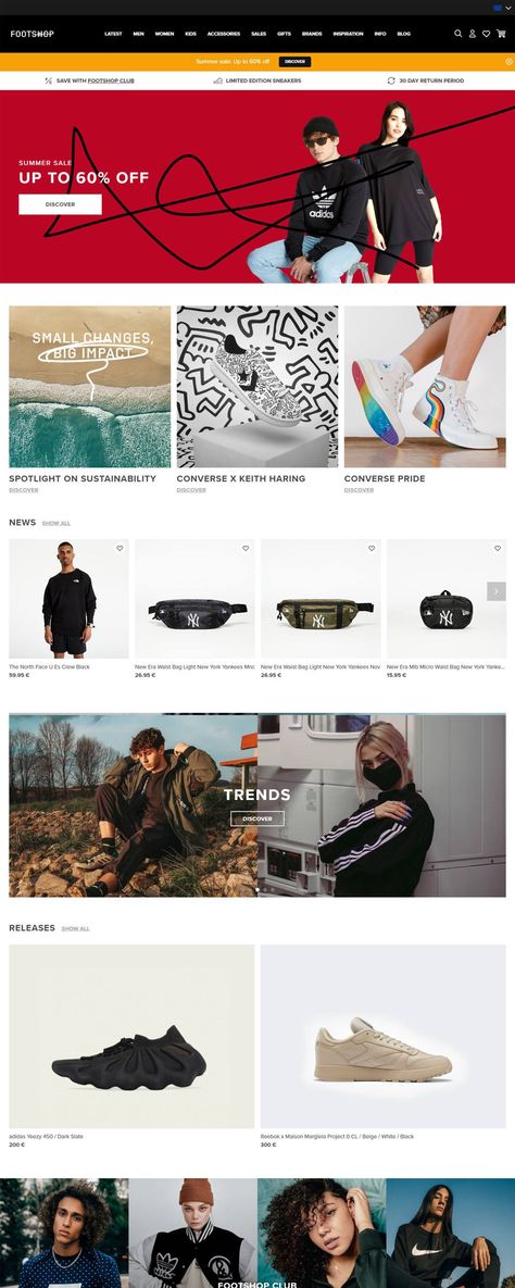 Footshop | eCommerce Website Design Gallery & Tech Inspiration Streetwear Website Design, Streetwear Website, Tech Inspiration, Ecommerce Website Design, Shopify Store, Editing Service, Design Gallery, Ecommerce Website, Website Design