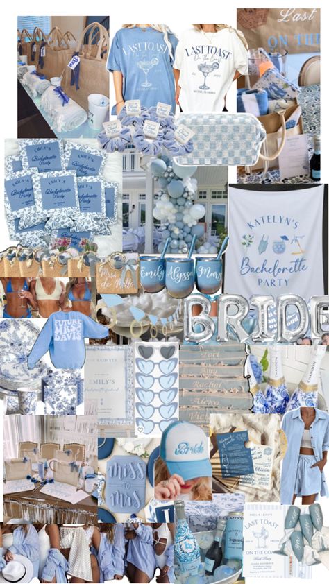 Something Blue Before I Do Bachelorette, Bachelorette Party Ideas Blue, Indy Blue Bachelorette, Coastal Grandma Bachelorette Decor, Fort Lauderdale Bachelorette Party, Blue Bachelorette Theme, Bachelorette Boat Day, Bachelorette Blue Theme, Blue And White Bachelorette Party