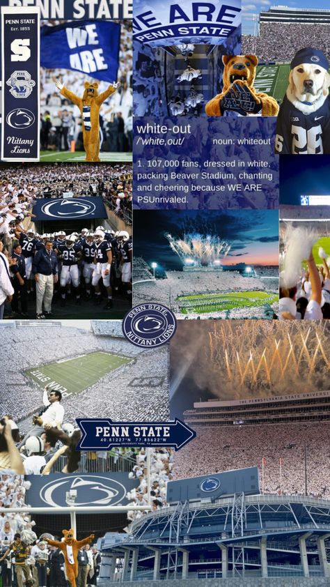 Penn State #nittanylions Penn State University Aesthetic, Byu Football, Beaver Stadium, Dream Collage, Penn State Football, College List, School Choice, Vision Board Images, College Aesthetic