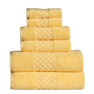 Feather Stitch Luxurious Absorbent 650 GSM Combed Cotton 6-piece Towel Set (Yellow) Yellow Bath Towels, Fluffy Bath Towels, Feather Stitch, Washcloth Pattern, Yellow Towels, Shower Towel, Turkish Cotton Towels, Towel Pattern, Hotel Collection