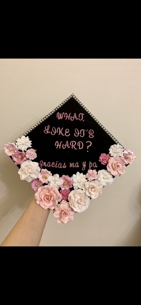 Elle woods inspired Elle Woods Grad Cap, Elle Woods Graduation Cap, Elle Woods Heart Necklace, Graduation Cap Designs Legally Blonde, Pink Girly Graduation Cap, Pretty And Educated Grad Cap, Grad Cap Decorated, Elle Woods, Cap Decorations