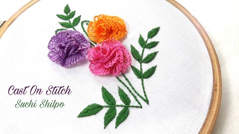 Embroidery Watch, Simple Hand Embroidery Designs, Handkerchief Embroidery, Simple Hand Embroidery, Embroidery Stitches Flowers, Flower Hand Embroidery, Brazilian Embroidery Stitches, Casting On Stitches, Hand Embroidery Patterns Free