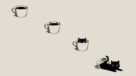 Cat Computer, Desktop Wallpaper Simple, Laptop Drawing, Cat Minimalist, Cat Simple, Impressive Wallpaper, Wallpaper Gatos, Wallpaper Drawing, Tea Wallpaper