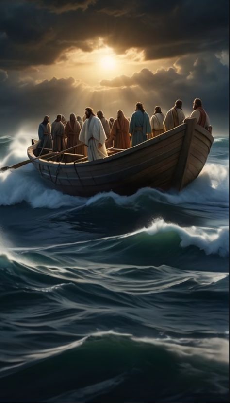 Jesus And Disciples, Jesus And His Disciples, Turbulent Sea, Jesus Love Images, Jesus Christ Illustration, Jesus Calms The Storm, Religious Photography, Jesus Videos, Spiritual Images