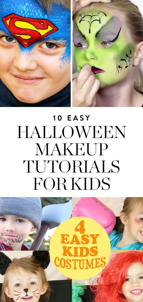 10 Super-Easy Halloween Makeup Tutorials for Kids  via @PureWow Easy Kids Costumes, Simple Halloween Makeup, Makeup Tutorial For Kids, Scarecrow Halloween Makeup, Halloween Makeup Tutorials, Makeup For Kids, Girl Halloween Makeup, Unique Halloween Makeup, Halloween Makeup For Kids