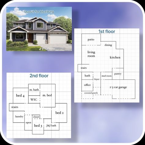 Mini Home Layout, Lay Out Bloxburg, Blockburg Layouts 2 Story, Family House Plans Bloxburg, Bloxburg House Layouts 2 Story Traditional, Sims House Layouts Two Story, Small Family Home Layout, Bloxburg House Layouts Suburban, Bloxburg House Layouts 2 Story 4 Bedroom