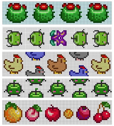 Stardew Valley Bracelet Pattern, Stardew Valley Alpha Pattern, Stardew Valley Pattern, Easy Perler Beads Ideas, Bead Loom Designs, Diy Perler Bead Crafts, Pixel Crochet, Tapestry Crochet Patterns, Cross Stitch Bookmarks