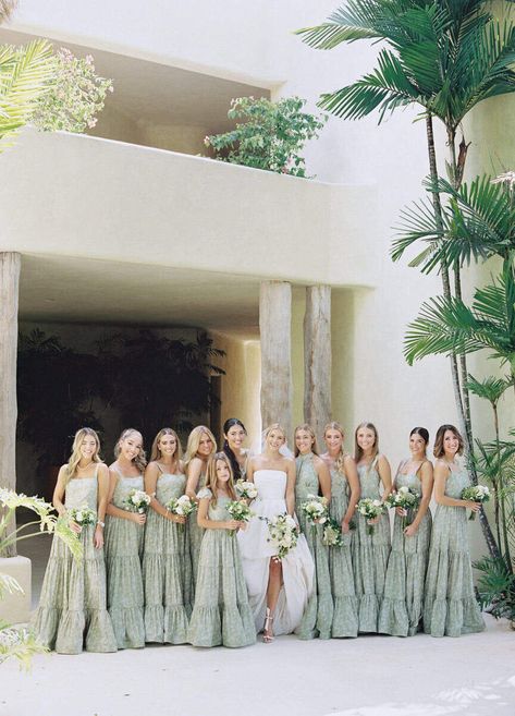 Tropical Green Bridesmaid Dresses, Dominican Republic Wedding Venues, Destination Wedding Dominican Republic, Bridesmaid Dresses Floral Print, Wedding Scroll, Best Destination Wedding Locations, Dominican Republic Wedding, Best Destination Wedding, Wedding Dr