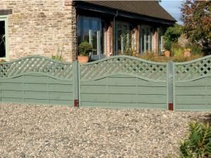 sage green fence paint | Fence on front garden wall painted sage green / grey | Painted Fences ... Sage Green Fence, Low Fence Ideas, Wooden Fence Gate, Low Fence, Country Fences, Fence Planters, Green Fence, Small Fence, Cheap Fence