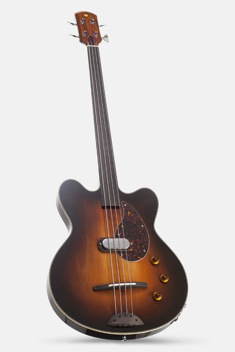 Versoul | Swan 4 String Electric Fretless Bass Electric Upright Bass Design, Unique Bass Guitar, Gothic Bass Guitar, Sg Bass Guitar, Hofner Bass Guitar, Vintage Bass, Guitar Collection, Bass Guitars, Guitar Building