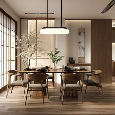 Zen Dining Room, Wabi Sabi Dining Room, Japandi Dining Room Design, Japanese Place, Japandi Dining Room, Modern Dining Room Ideas, Japandi House, Modern Japandi, Japan Interior