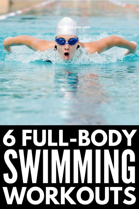 6 Swimming Workouts for Weight Loss | If you're looking for a low impact cardio workout to help you burn calories, lose weight, and strengthen and tone your muscles, swimming is where it's at! We're sharing the health and weight loss benefits of swim workouts, plus our fave full-body, fat-burning swimming workouts. Whether you prefer an easy freestyle swim workout, or want to incorporate a kickboard, flippers, and/or resistance bands for a HIIT swim workout, these workouts are for you! Swimming Workouts For Fat Loss, Swimming Workout Fat Burning, Swim Workout Fat Burning, Swim Workout, Lap Swimming Workout, Swim Workout Plan, Swimming Body, Water Aerobics Workout, Low Impact Cardio Workout