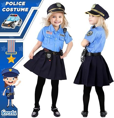 Girls Police Costume for Kids, Halloween Costumes for Girls Kids 3-12, Cop Police Uniform for Girls, Police Outfit for Party Dress Up Police Costume For Kids, Kids Police Officer Costume, Cop Costume For Kids, Police Officer Halloween Costume, Diy Girls Costumes, Police Accessories, Outfit For Party, Officer Costume, Police Officer Costume