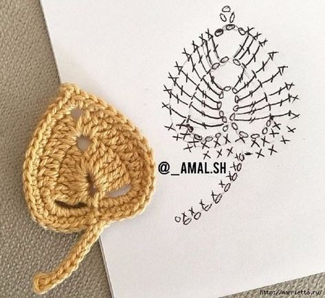 Ravissantes feuilles pour applications , proposé par " Marrietta.ru " , avec leurs grilles gratuites ! Je souhaite un bon crochet à toutes celles qui voudraient réaliser ces jolis fleurs en relief ! Mes ouvrages en vente sur Etsy : Marque-pages Au Crochet, Irish Crochet Flowers, Beau Crochet, Irish Crochet Motifs, Crochet Leaf Patterns, Bookmark Ideas, Crochet Stitches Diagram, Confection Au Crochet, Form Crochet