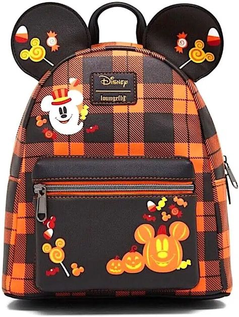 Halloween Plaid, Pumpkin And Ghost, Mouse Pumpkin, Mickey Mouse Backpack, Billy Kid, Mickey Mouse Pumpkin, Mickey Mouse Halloween, Disney Loungefly, Disney Bags