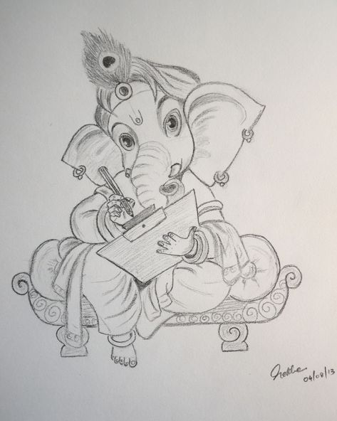 Click this image to show the full-size version. Sketch Ganesha, Drawing Ganpati, Ganesha Sketch, Pencil Sketches Easy, Sketch Images, Ganesha Drawing, Ganesh Art Paintings, Abstract Pencil Drawings, Pencil Sketch Images